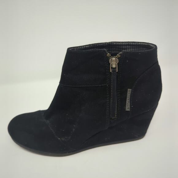 Attention Emmy Black Booties Wedges Booties Womens Size 7 - Picture 2 of 8